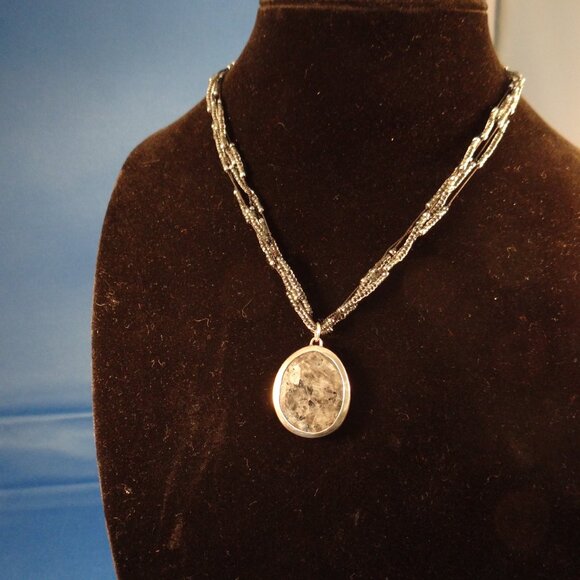 Silpada Multi-strand beaded necklace with stone pendant - Picture 1 of 2